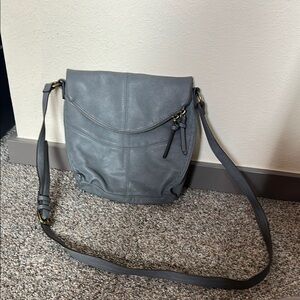 Gray Leather Shoulder Bag